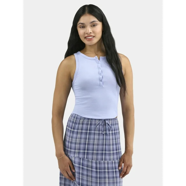 No Boundaries Seamless Henley Tank, Women's | Walmart (US)