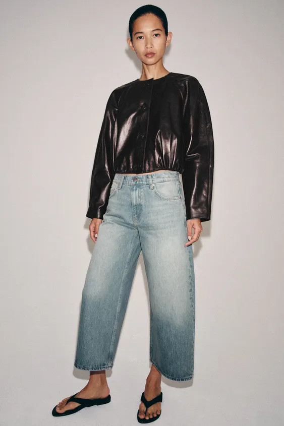 MID-RISE - WIDE LEG - CULOTTE LENGTHZARA WOMAN COLLECTIONJeans made with main fabric from cotton ... | Zara US