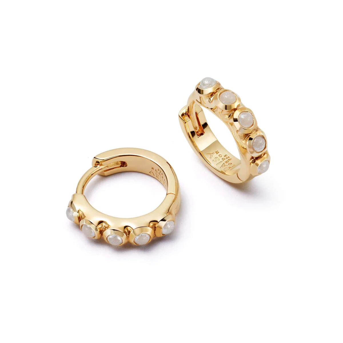 Mini Pearl Huggie Earrings 18ct Gold Plate | Daisy London Jewellery