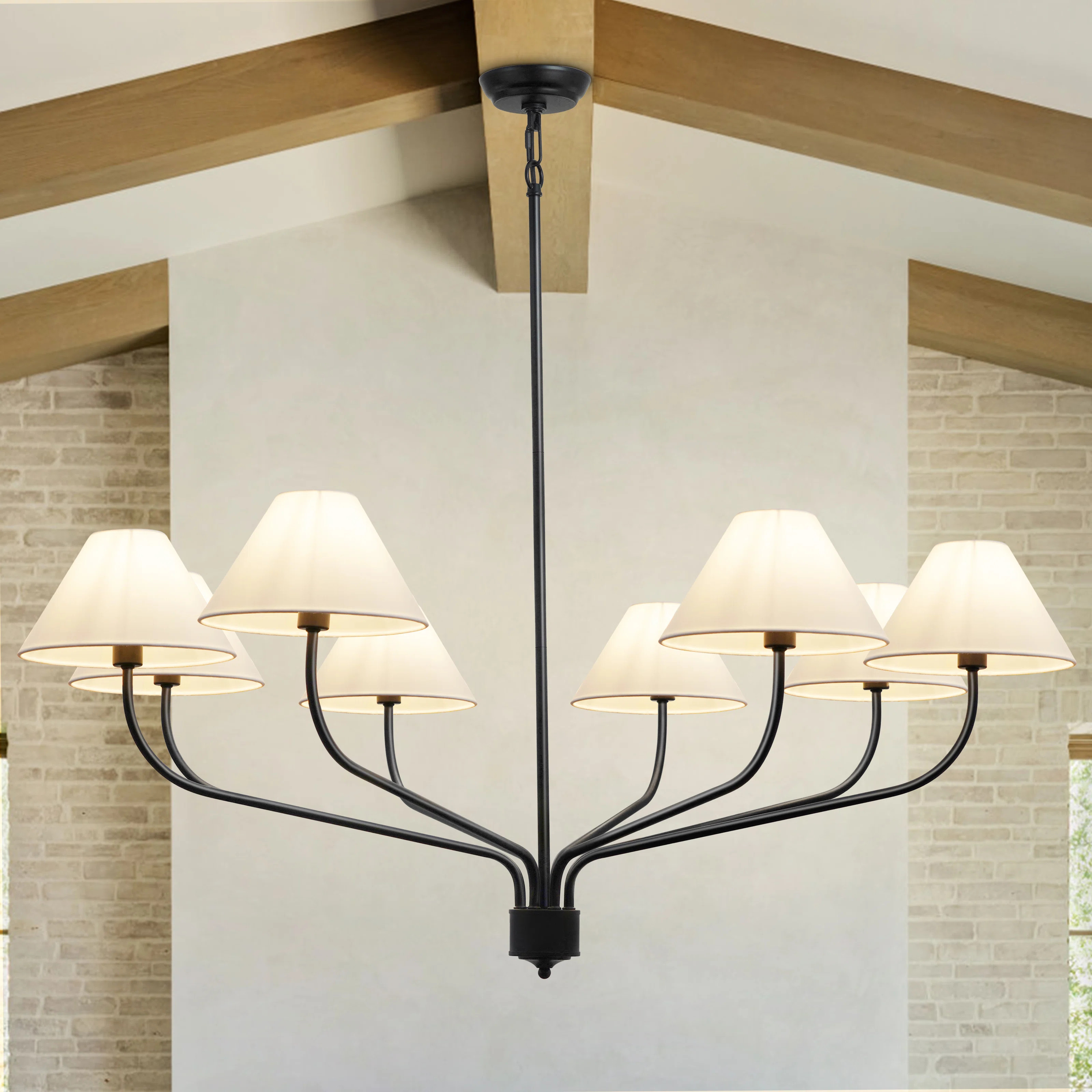 8-light Classic Dimmable Chandelier With Fabric Shades Black Chandelier Classic/traditional Chand... | Wayfair North America