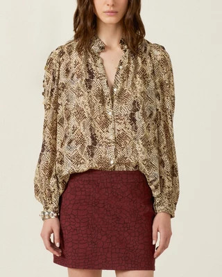 ANNABEL LEMON SNAKESKIN SHIRT | FEBE Clothing