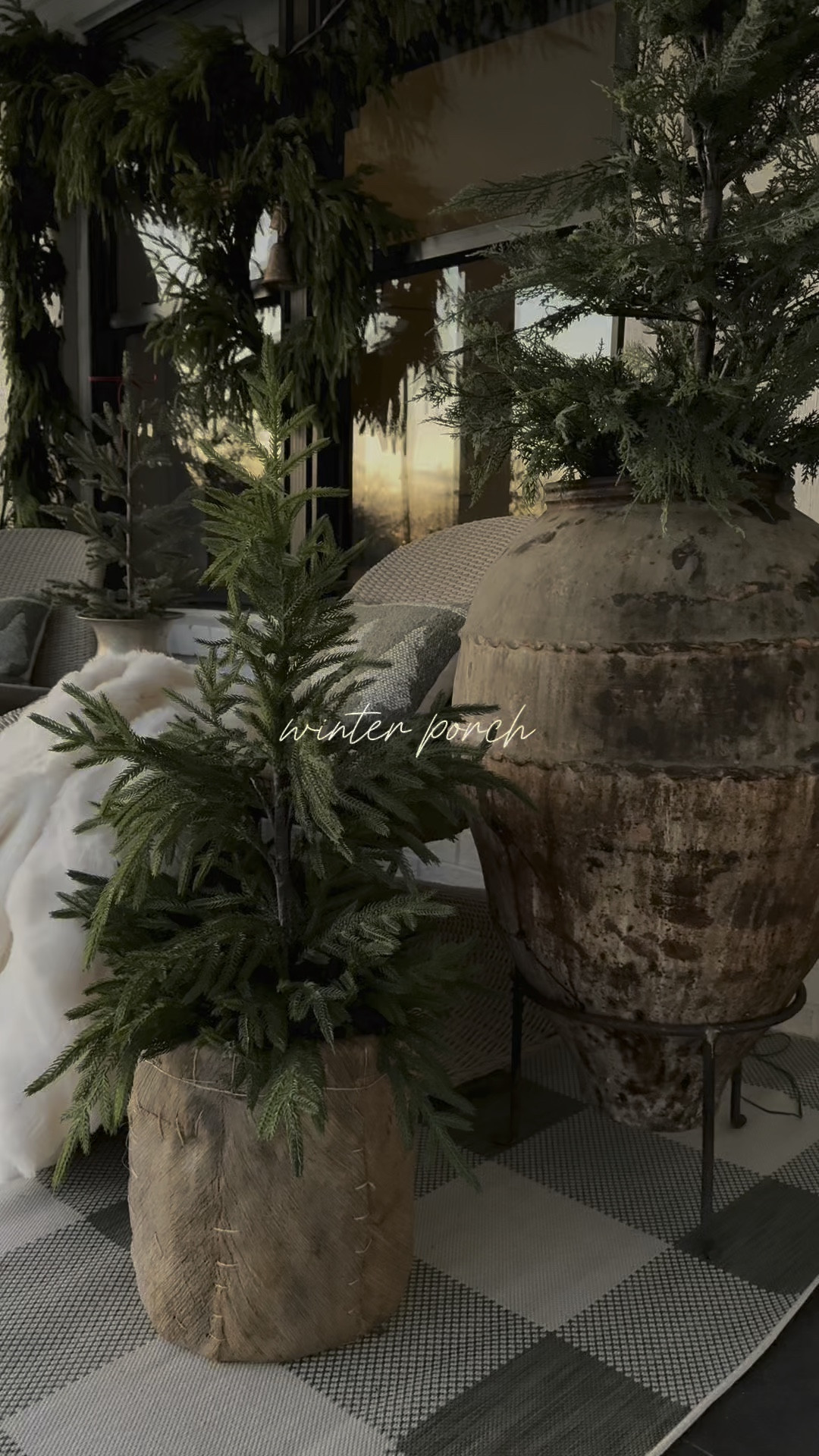 My Christmas / winter porch! This is perfect for winter also until spring since it’s just trees and greenery! I love the charm that my olive green plaid rug adds! 

#LTKCyberWeek #LTKWatchNow #LTKHoliday