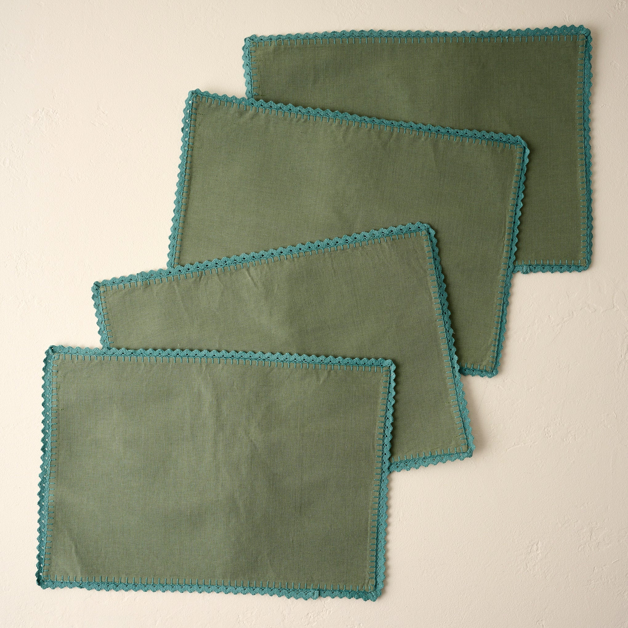 Green Crochet Edge Placemat Set of Four | Magnolia