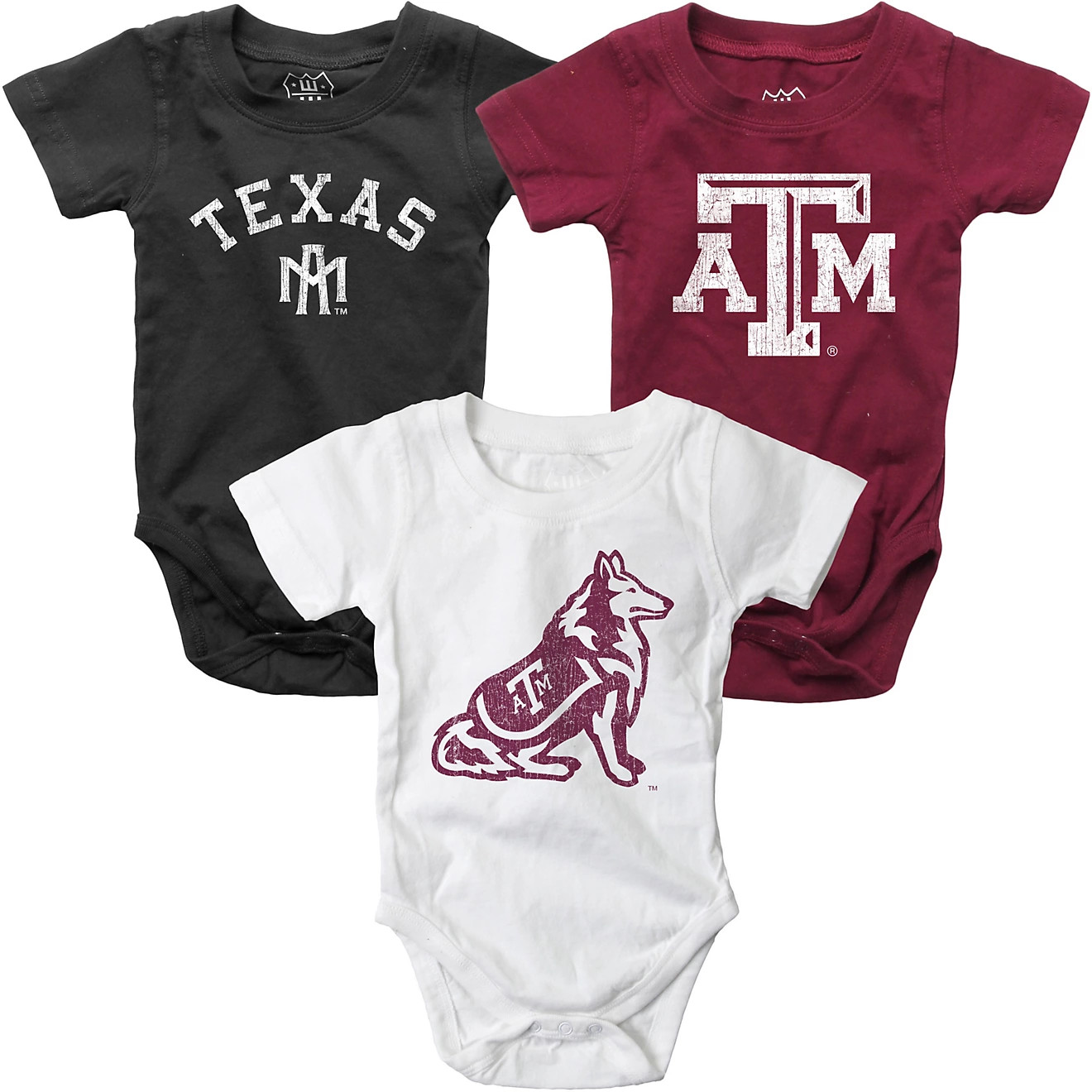 Wes and Willy Infant Boys' Texas A&M University Creeper Set 3-Pack | Academy | Academy Sports + Outdoors