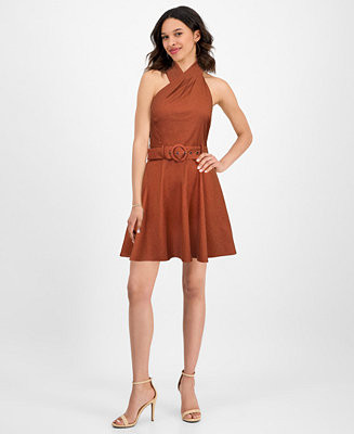 RACHEL Rachel Roy Women's Joanna Mini Belted A-Line Dress - Macy's | Macy's
