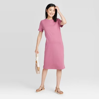 Women's Short Sleeve T-Shirt Dress - A New Day™ Light Purple S | Target