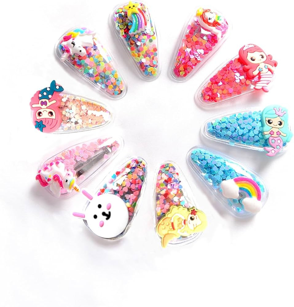 Sparkle Girl Hair Clips, 10 Pieces Barrettes Kit for Toddler Girls, Glitter Hair Pin Kids Hair Ac... | Amazon (US)