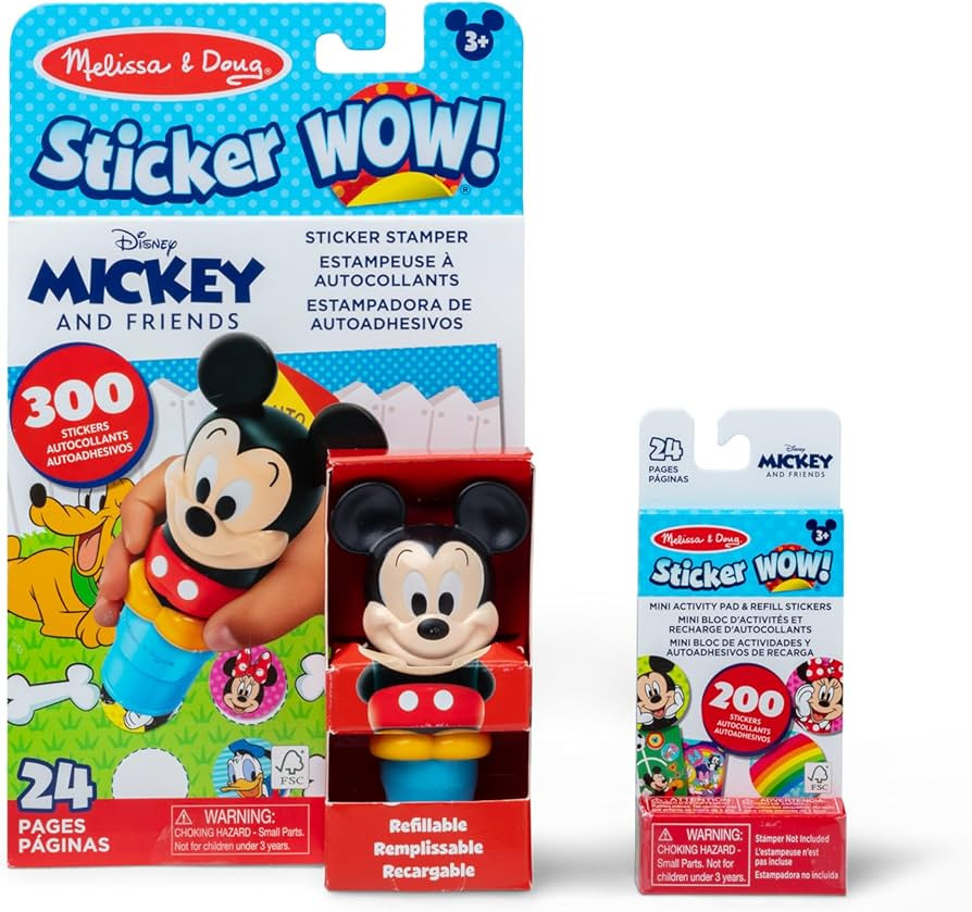 Melissa & Doug Sticker Wow!™ Disney Mickey Mouse Bundle: 24-Page Activity Pad, Stamper, 500 Sti... | Amazon (US)