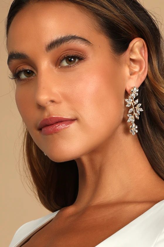 This Eternal Love 14KT Gold Rhinestone Statement Earrings | Lulus (US)