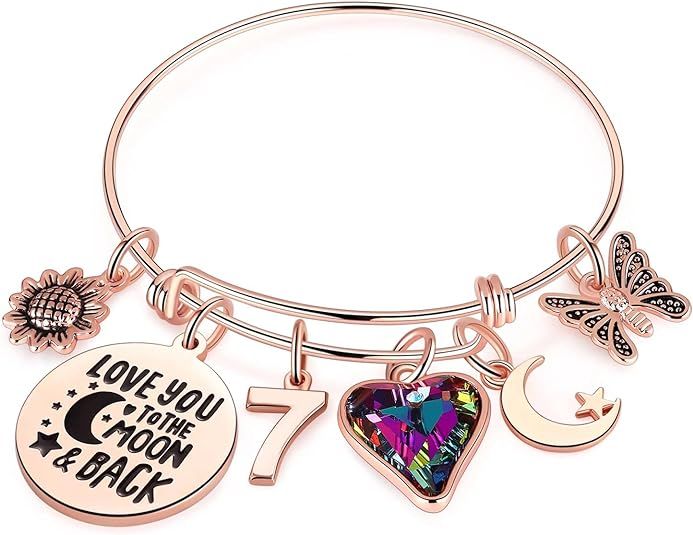 Birthday Gifts for Women Girls Bracelet, Birthday Charm Bracelets 10th 20th 30th 40th 50th 60th 7... | Amazon (US)