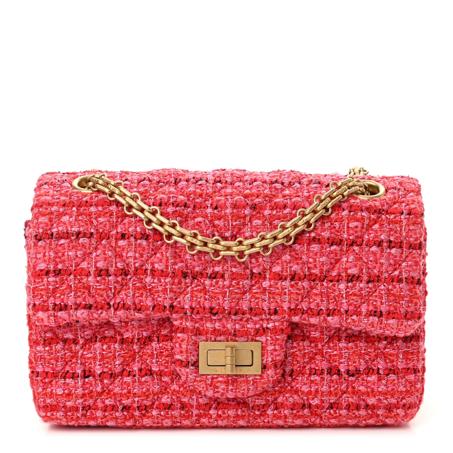 CHANEL Tweed Quilted 2.55 Reissue Mini Flap Red Ecru Black | FASHIONPHILE | Fashionphile