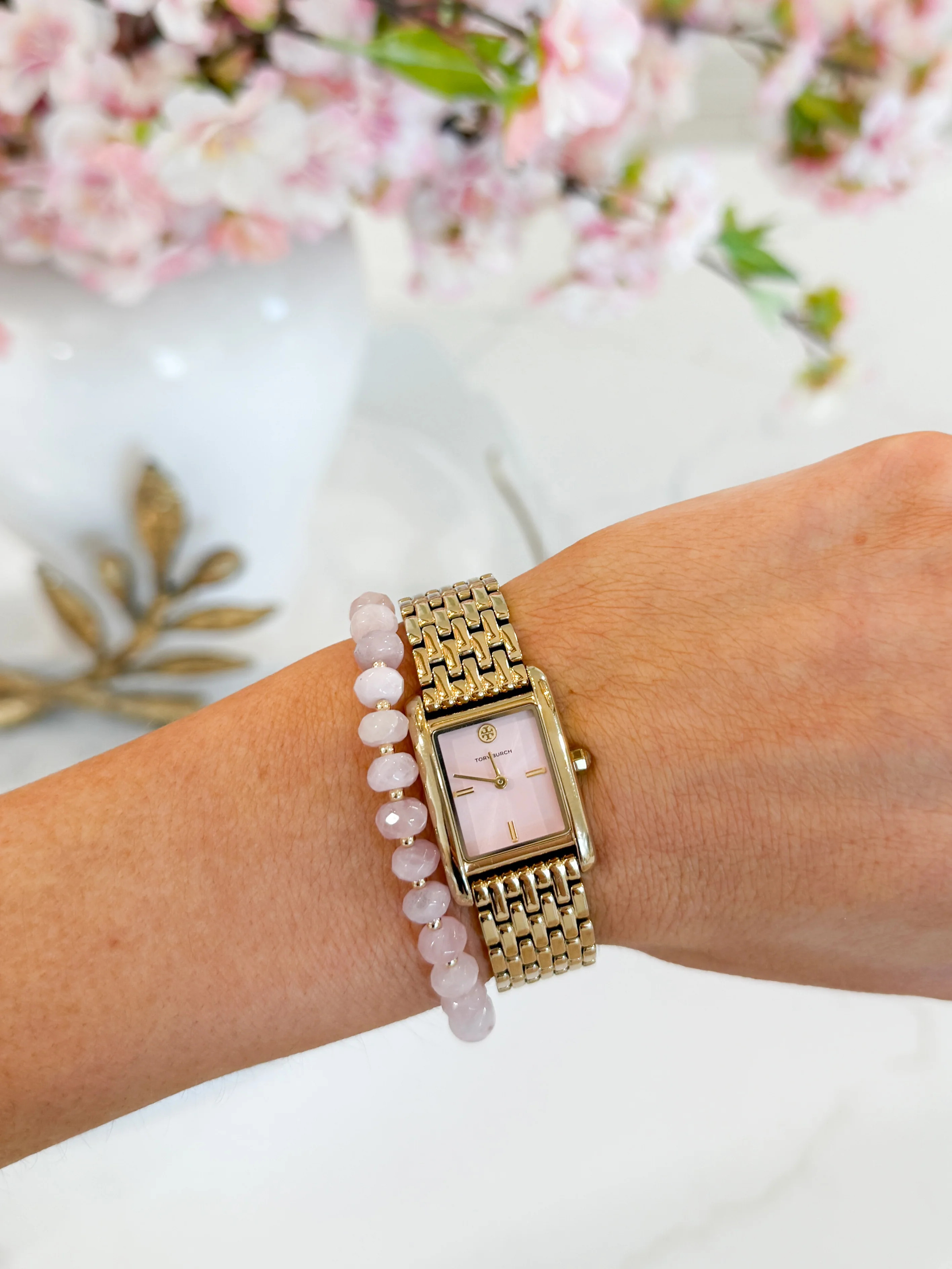 Rosalie Rose Quartz Beaded Bracelet Gold Filled | Carin Rose