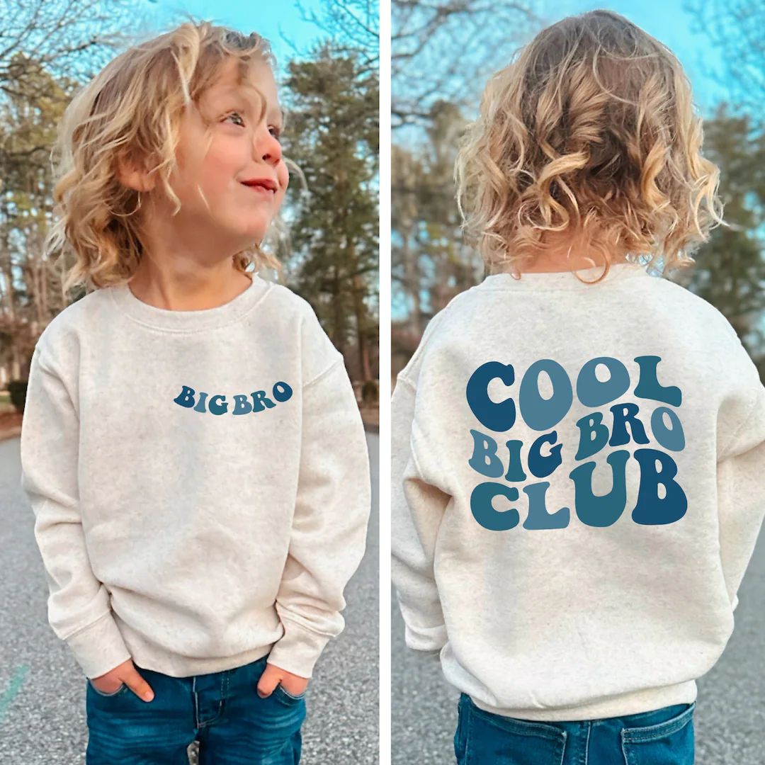 Cool Big Bro Club Sweatshirt, Big Bro Sweatshirt, Toddler Tee, Big Brother Shirt, Big Brother Gif... | Etsy (US)