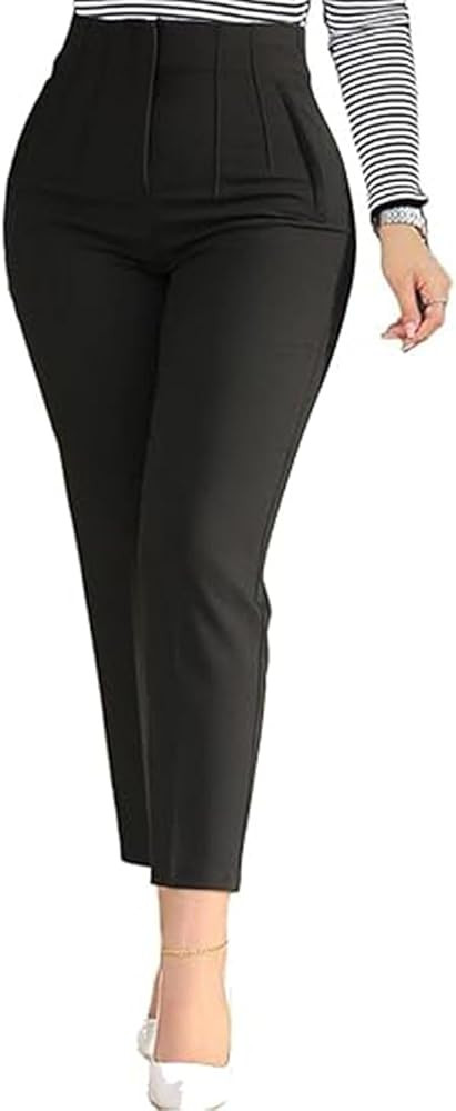 Womens High Waisted Pants 2025 Trendy Pleated Straight Leg Dress Pant Business Work Casual Trouse... | Amazon (US)