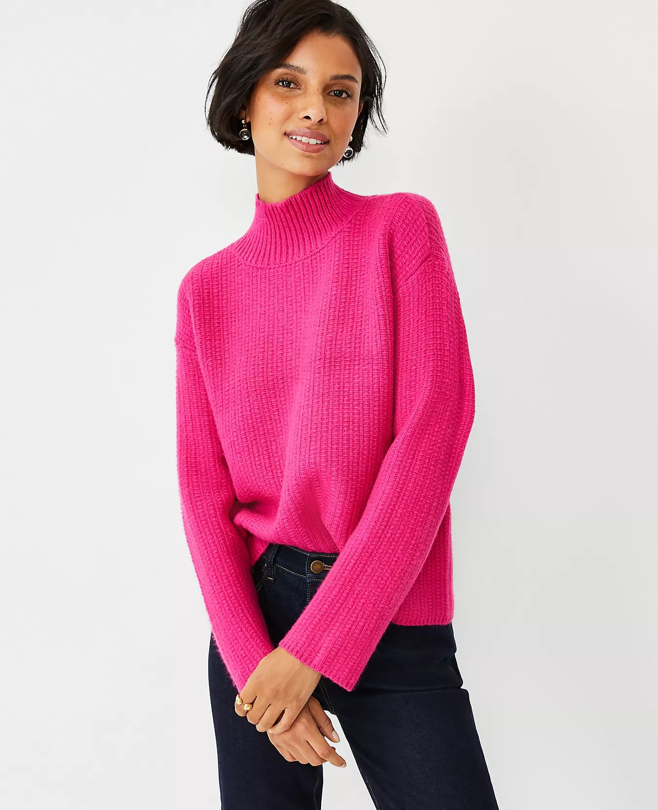 Textured Stitch Turtleneck Sweater | Ann Taylor (US)