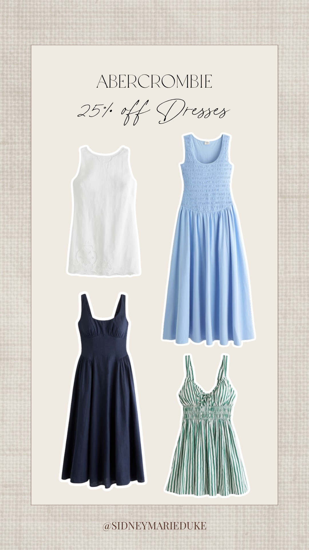 25% off all dresses now at Abercrombie!!🩵

Some of my favorite picks!



Summer outfits, summer dresses, maxi dress, mini dress, smocked dress, reversible, must haves, seasonal, sidneymarieduke 

 #LTKxAbercrombie #LTKSeasonal #LTKSaleAlert