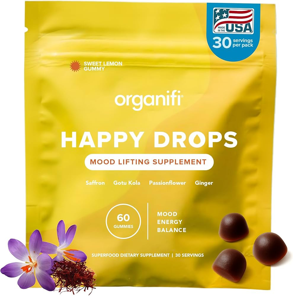 Organifi Happy Drops - Daily Superfood Happy Gummies for Adults - Mood Support Supplement for Bal... | Amazon (US)