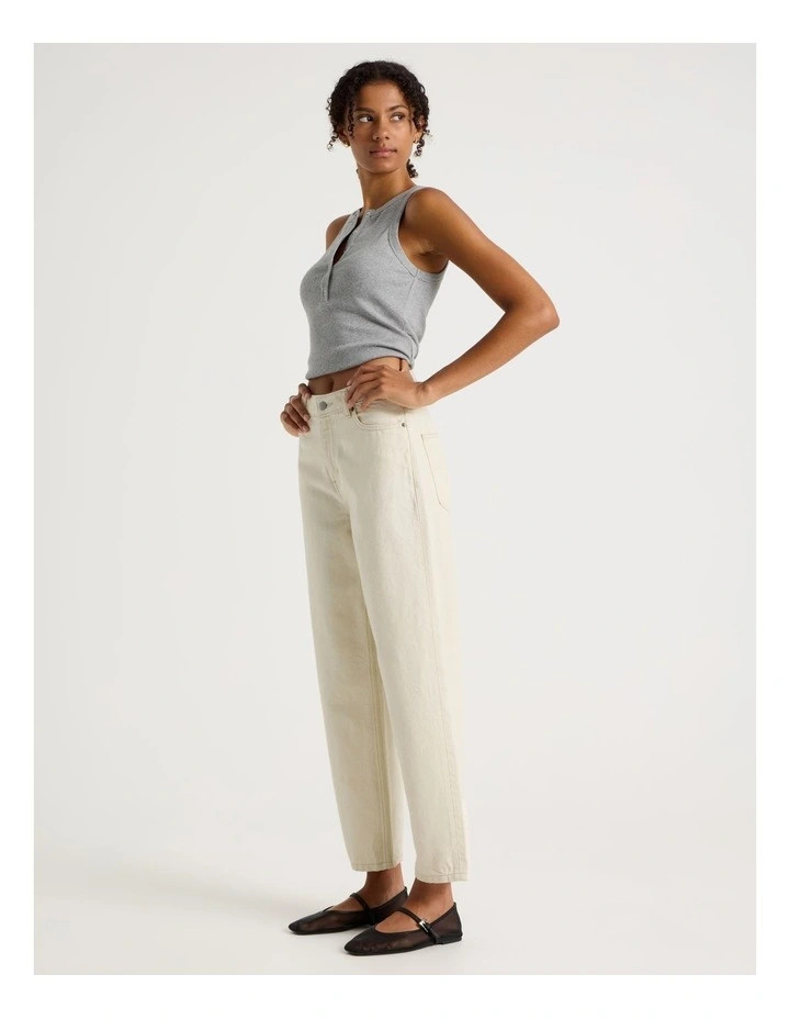 Barrel Mid Rise Jean in Ecru | Myer