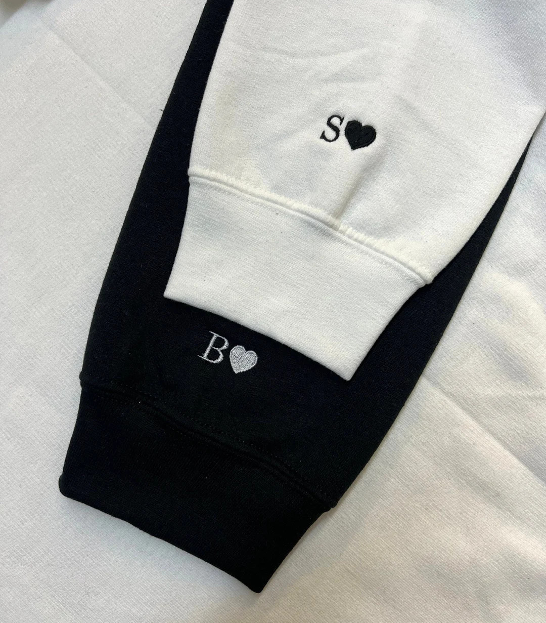 Custom Embroidered Initial Heart Sweatshirt, Couple Shirt, Initial On Sleeve, Couple's Shirt, Wed... | Etsy (US)