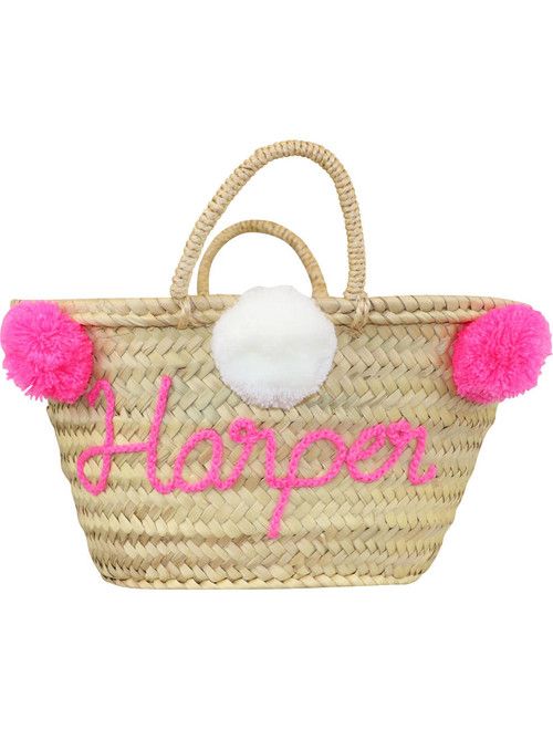 Handmade Custom Pink Pom Pom Tote (Name Included) - Shipping Early April | Cecil and Lou