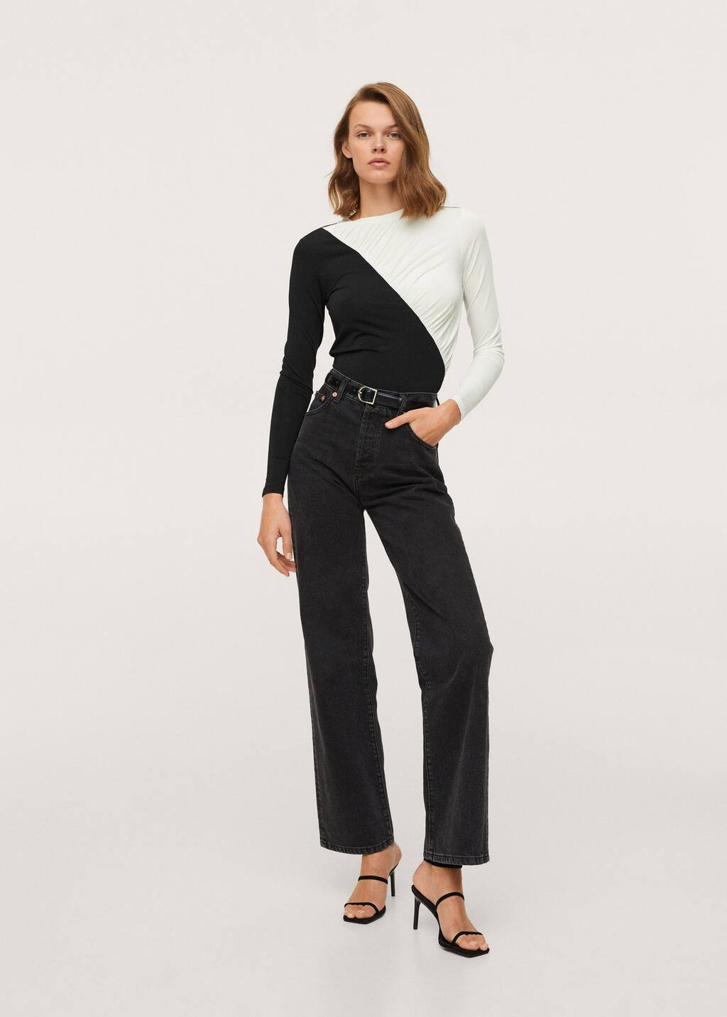 Long-sleeved t-shirt with ruffles | MANGO (US)