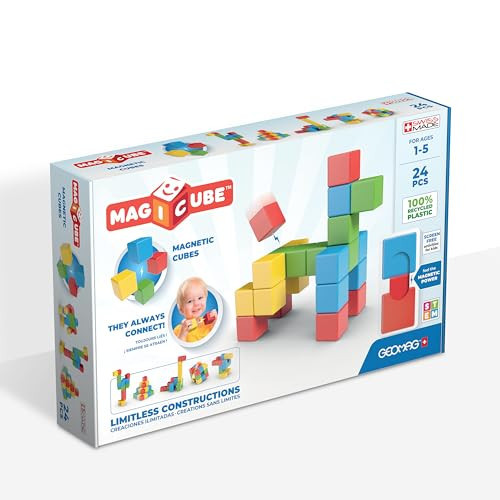 Geomag Magicube 24pcs Magnetic Blocks - Magnetic Building Blocks for Toddlers 1-3, Montessori Toys for 1+ Year Old, Autism Sensory Product, Magnets for Kids | Amazon (US)