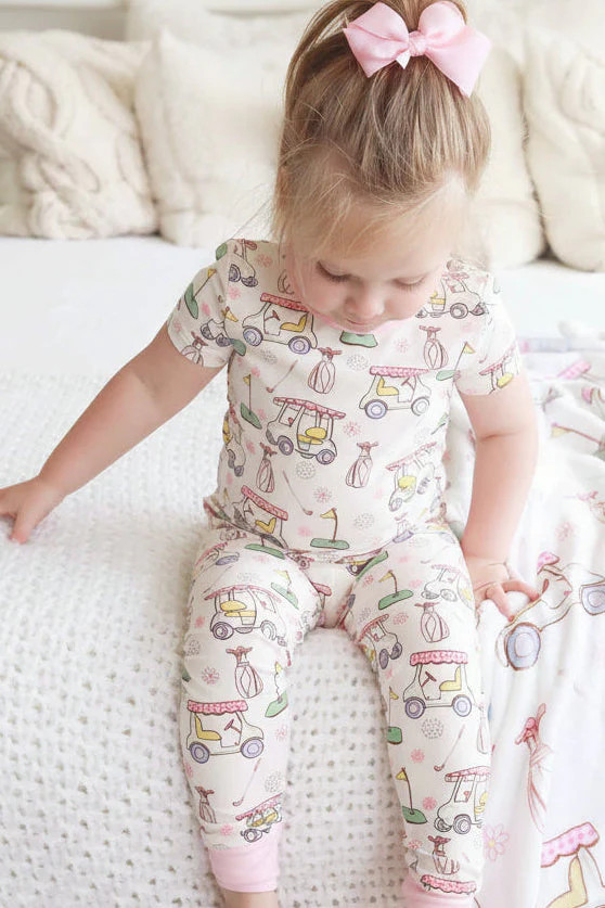 Country Club Cuties Two Piece Pajama Set | Pink | Caden Lane