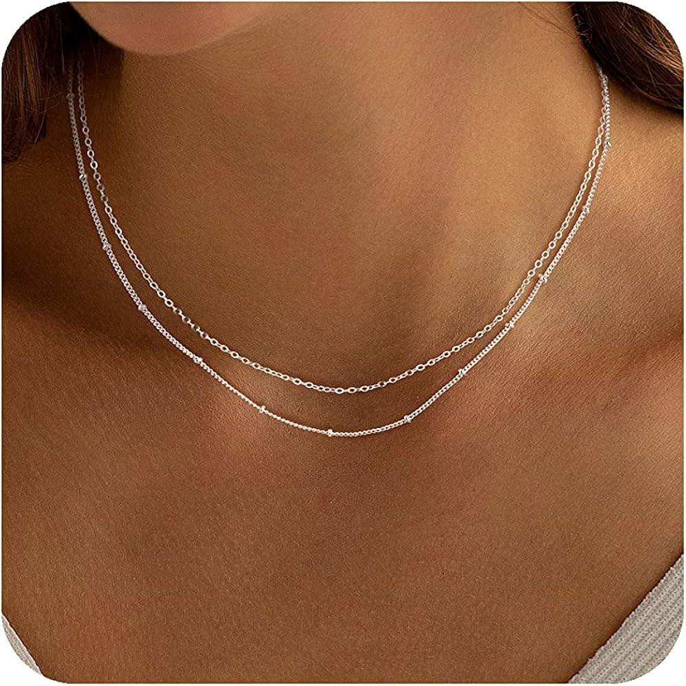 MBW Layered Necklaces for Women, Dainty Silver Plated Snake Twist Rope Chain Necklace for Women S... | Amazon (US)
