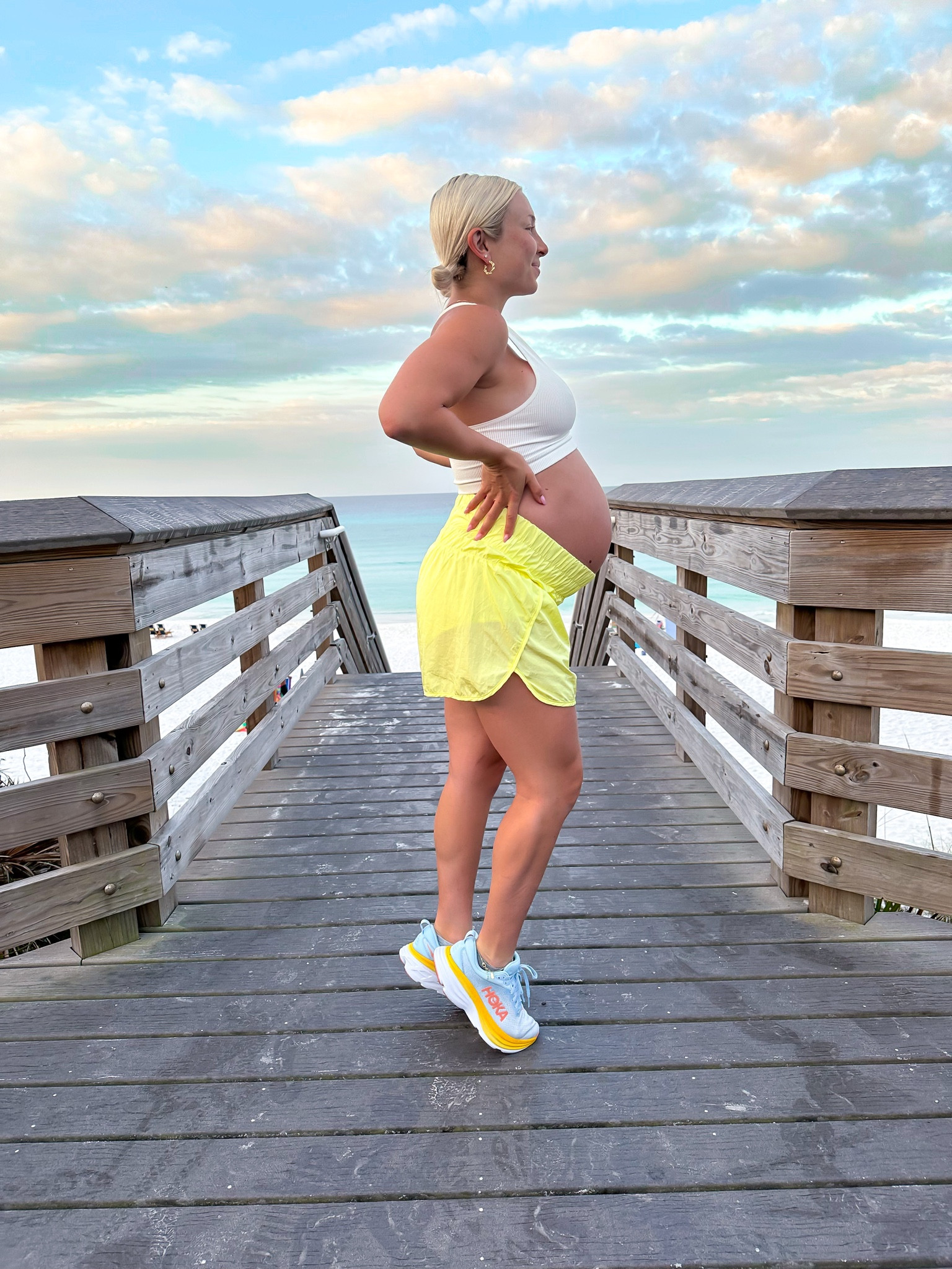 Morning beach walk outfit — wearing a large in the shorts & top #FreePeople #Nordstrom #BumpFriendly 

#LTKtravel #LTKunder50 #LTKbump