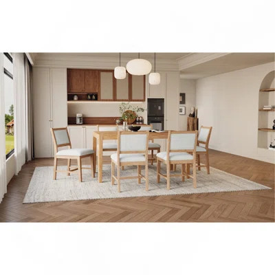 Dining Set 7-Piece, Rectangular, Wooden, Upholstered, Dining Room Furniture | Wayfair North America