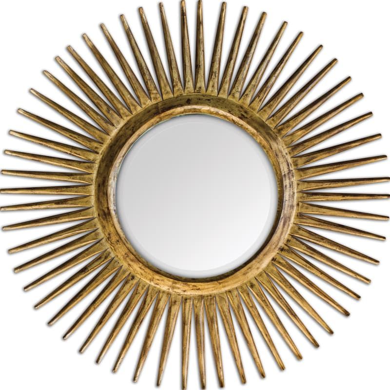 Uttermost 05032 Destello Starburst Rounded Mirror Distressed Sanded Gold Leaf Home Decor Mirrors Acc | Build.com, Inc.