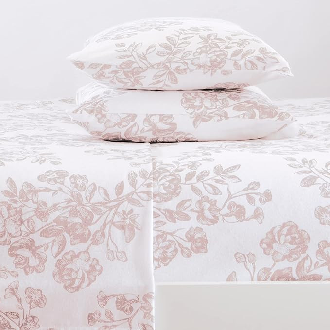 Great Bay Home 100% Turkish Cotton Queen Flannel Sheets Set | Floral Sheets, Deep Pocket, Soft Sheet | Amazon (US)