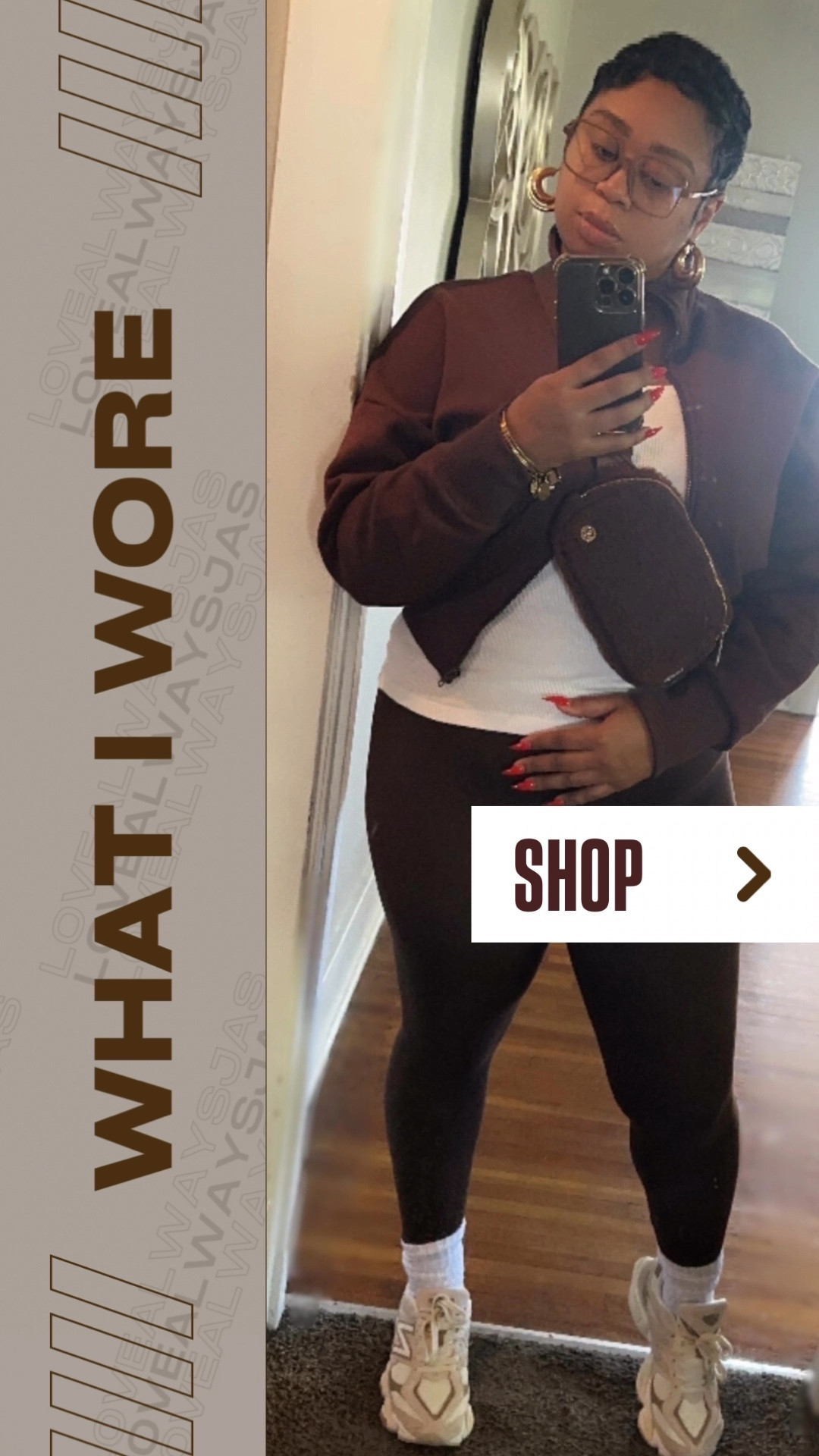 Shop this chocolate mocha sporty look … great for errands ! Cute and comfortable! 
