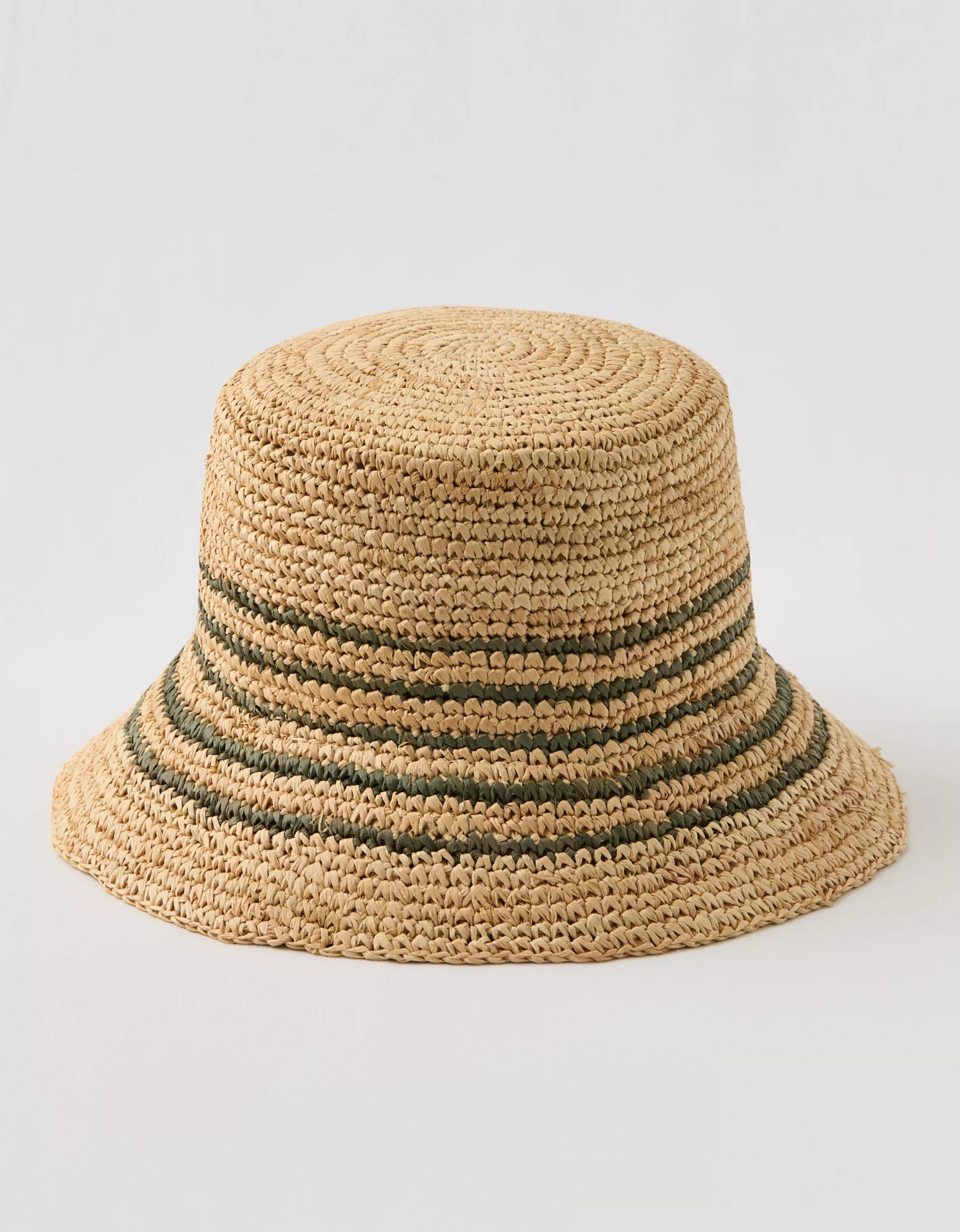 Aerie Striped Straw Bucket Hat | Aerie