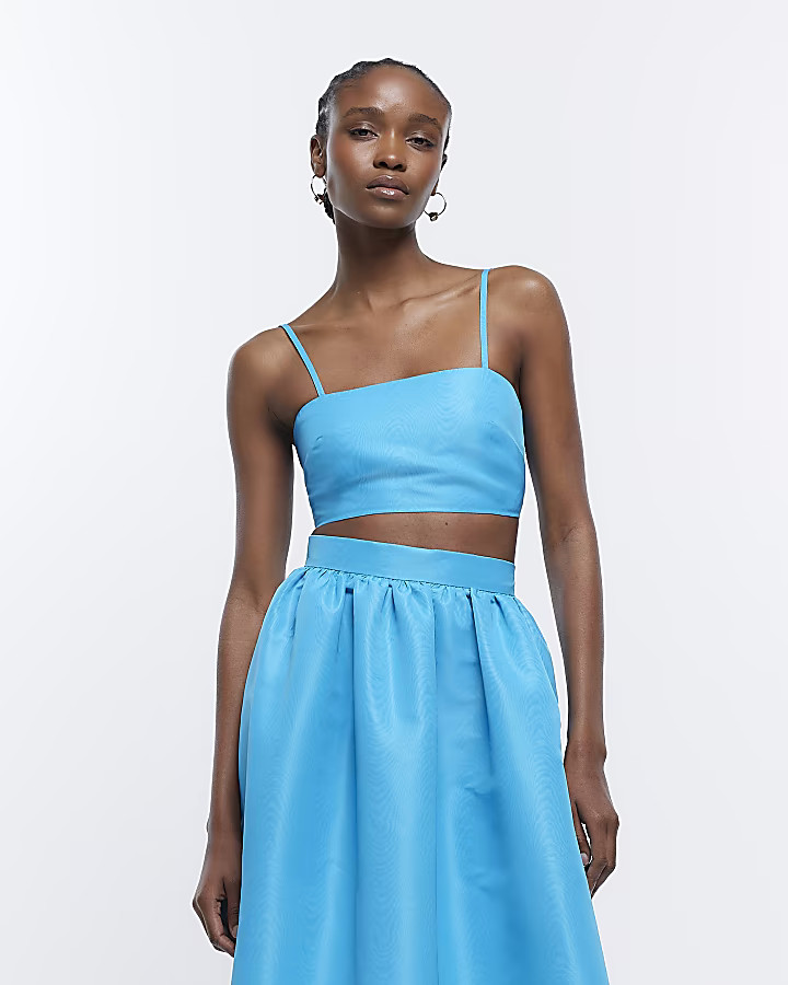 Blue Sleeveless Square Neck Bralette | River Island (UK & IE)