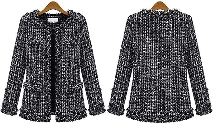 Women's Check&Plaid Tweed Short Jacket Coat | Amazon (US)