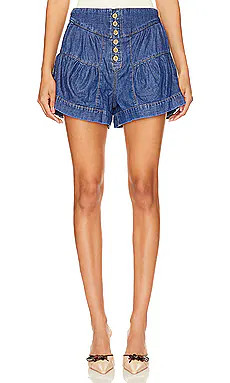 Free People x We The Free Fleur Denim Short In True Blue from Revolve.com | Revolve Clothing (Global)