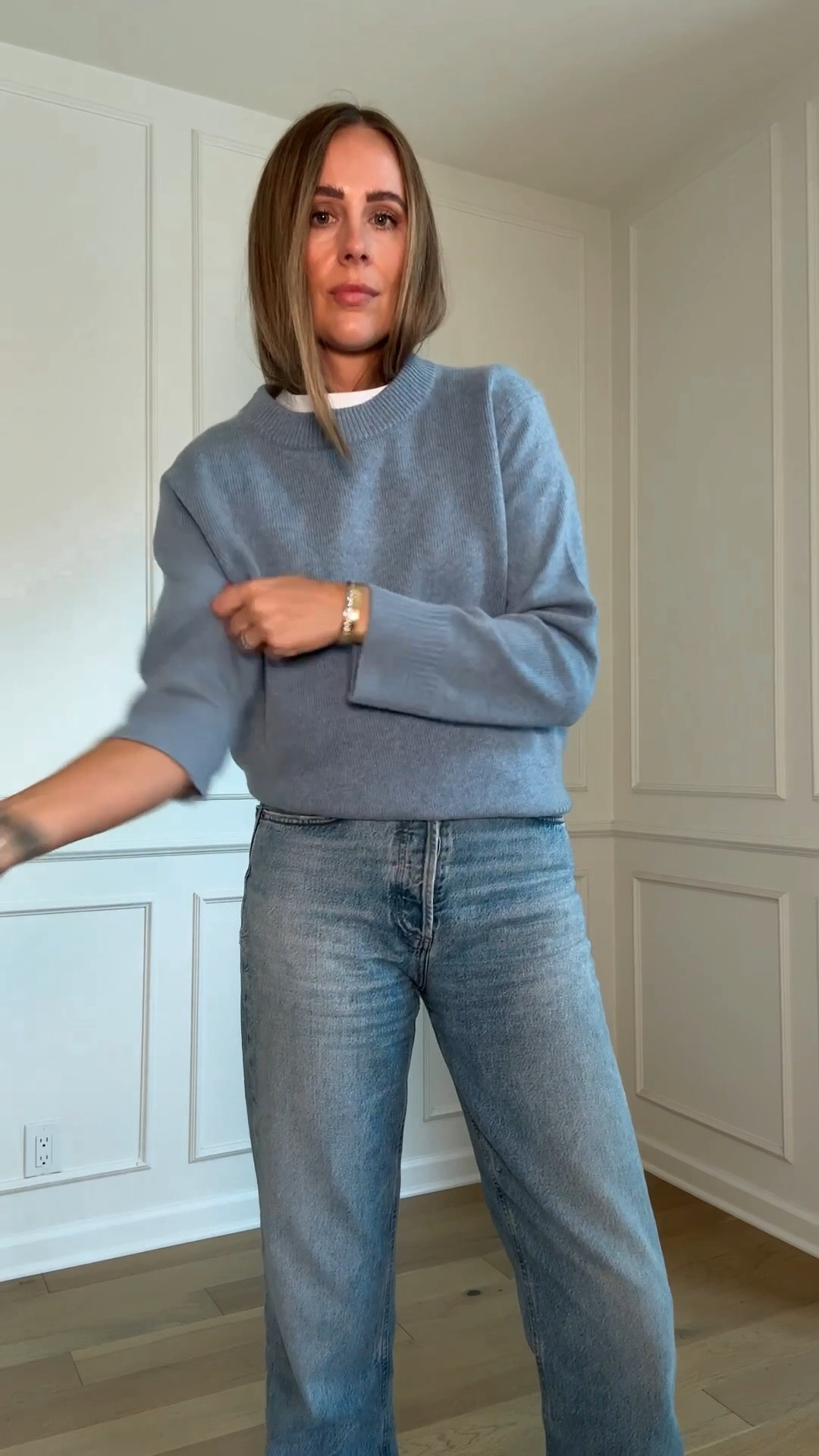 Fashion Jackson @Quince 
Wearing a small in the sweater. It runs big

#LTKOver40 #LTKSeasonal #LTKootd