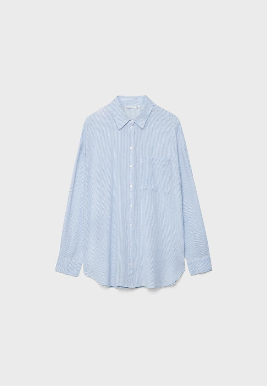 Basic flowing shirt with pocket - Women's Shirts & Blouses | Stradivarius United Kingdom | Stradivarius (UK)