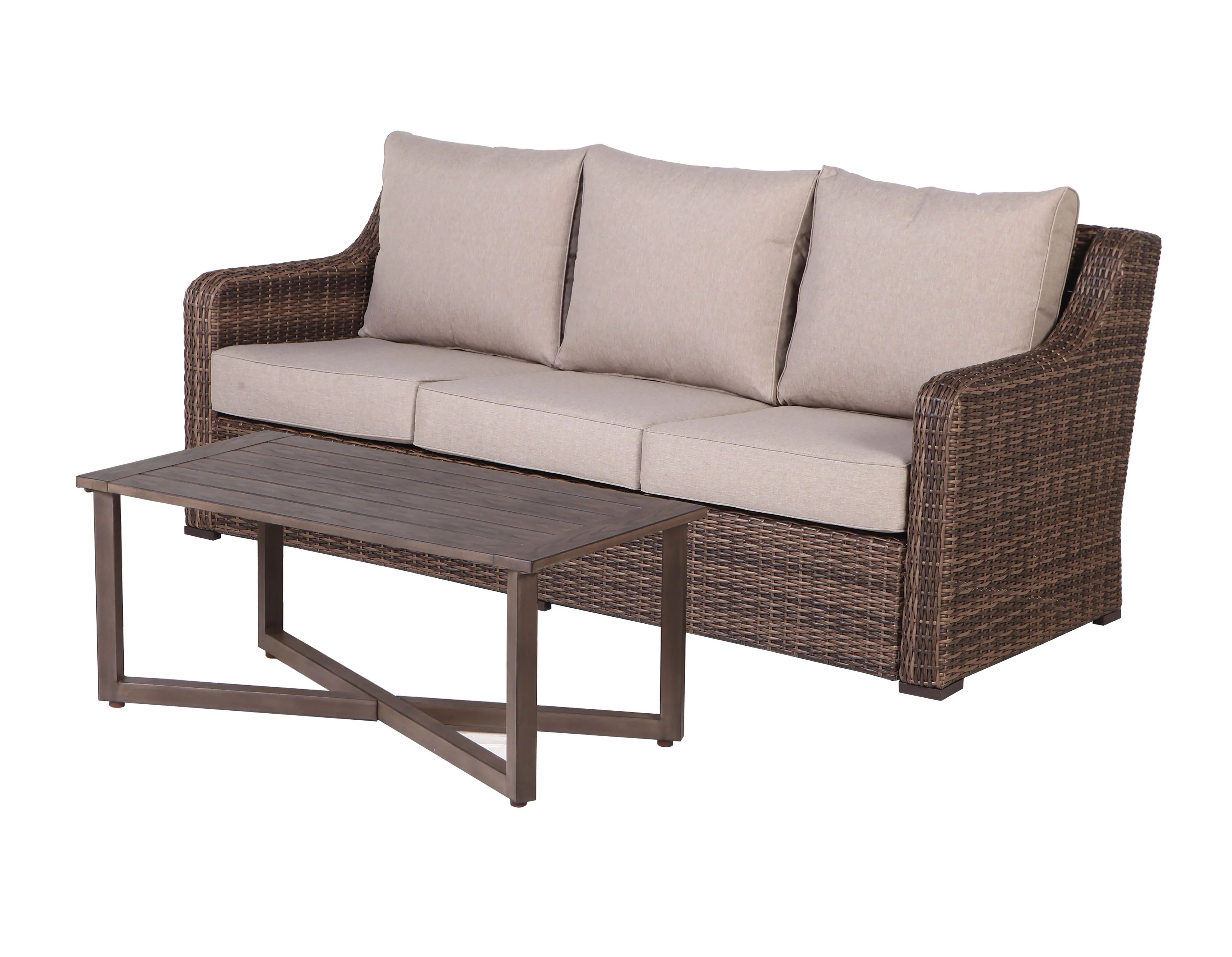 Better Homes & Gardens Hawthorne Park Sofa and Coffee Table with Beige Cushions | Walmart (US)