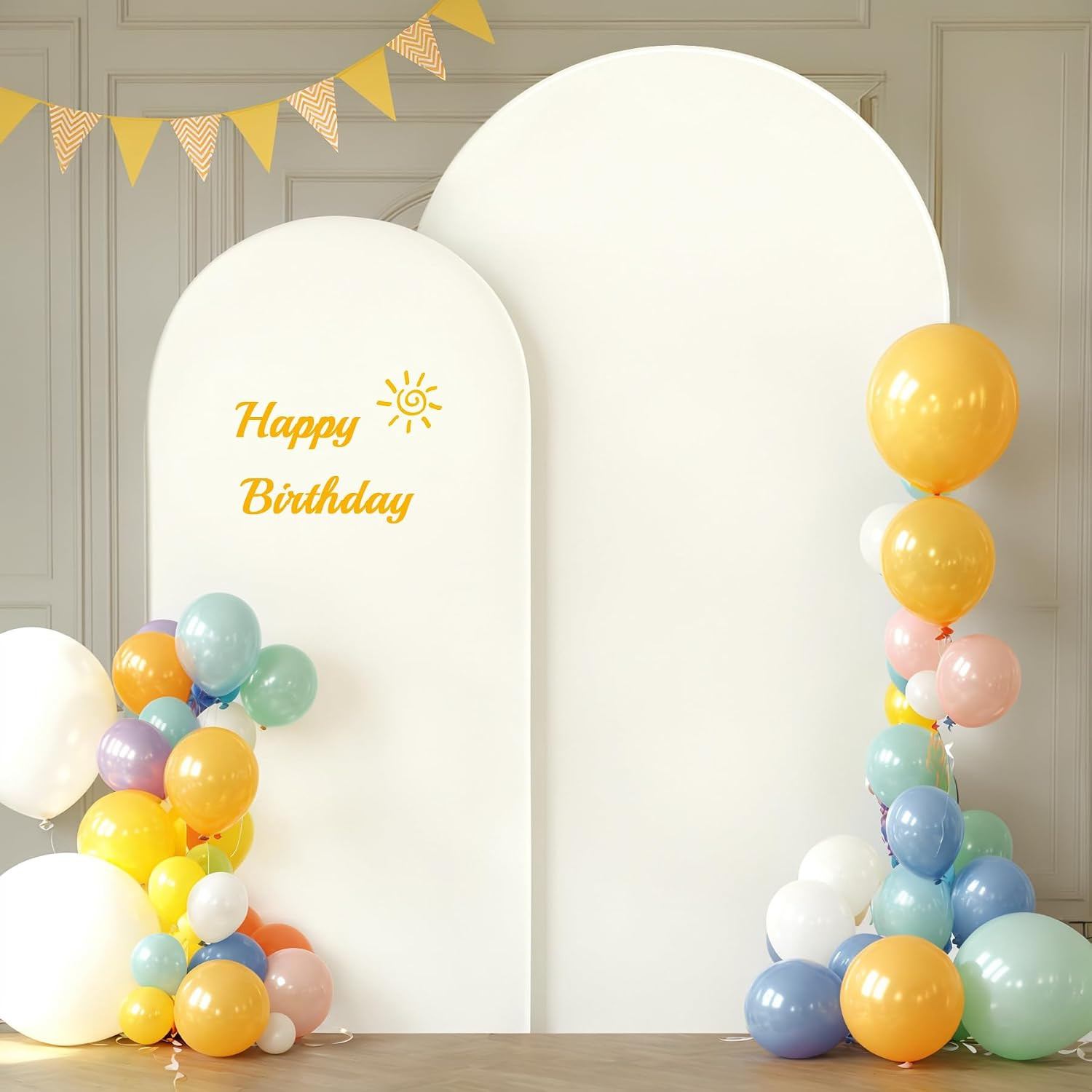 Beige Arch Backdrop Covers - 7.2FT, 6FT Spandex Fitted Wedding Arch Stand Covers Round Top Chiara Arch Backdrop Cover for Wedding Birthday Party Decoration | Amazon (US)
