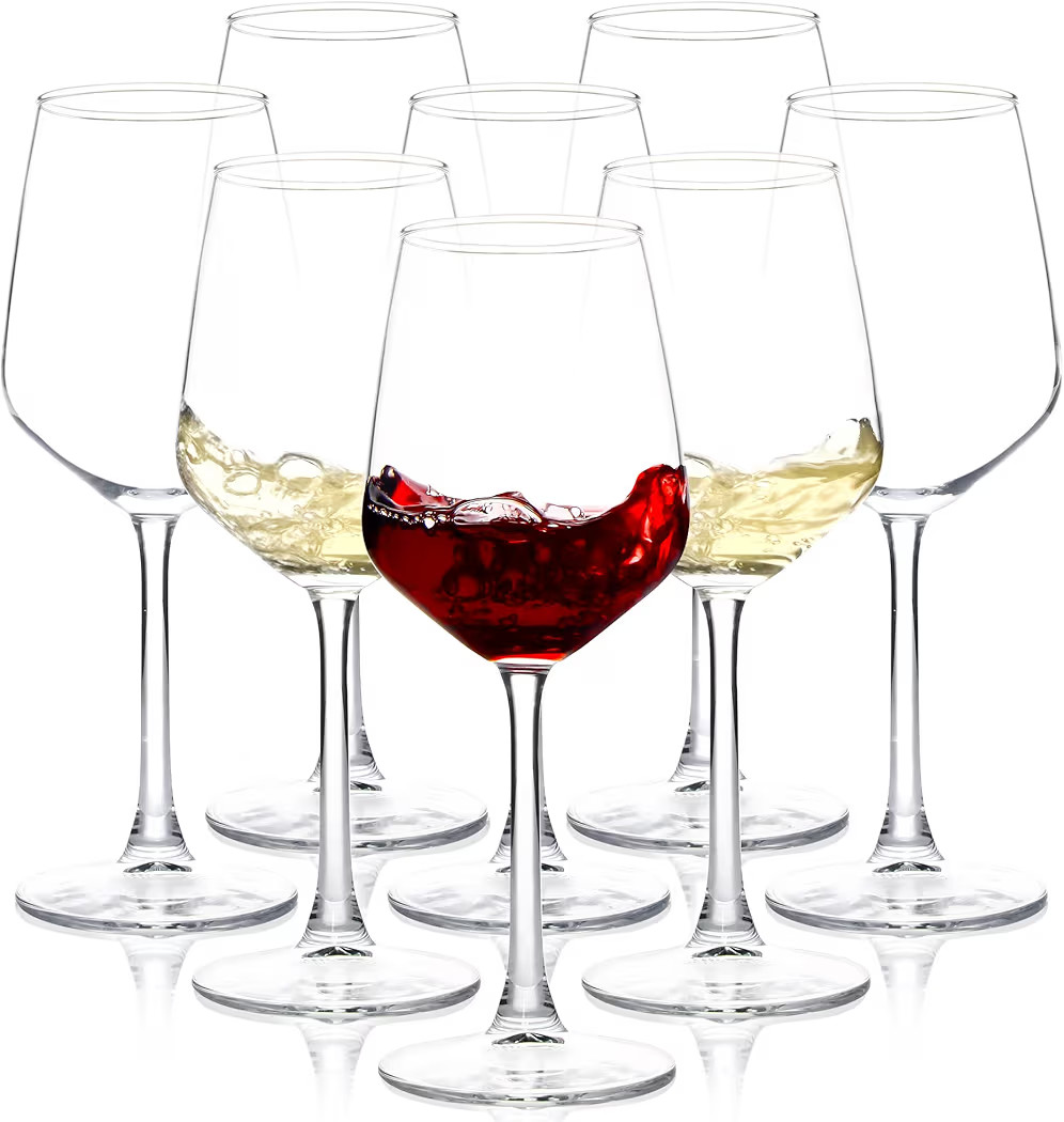Wine Glasses Set of 8, 12oz Clear Red/White, Long Stem Wine Glasses for Party, Wedding and Home | Amazon (US)