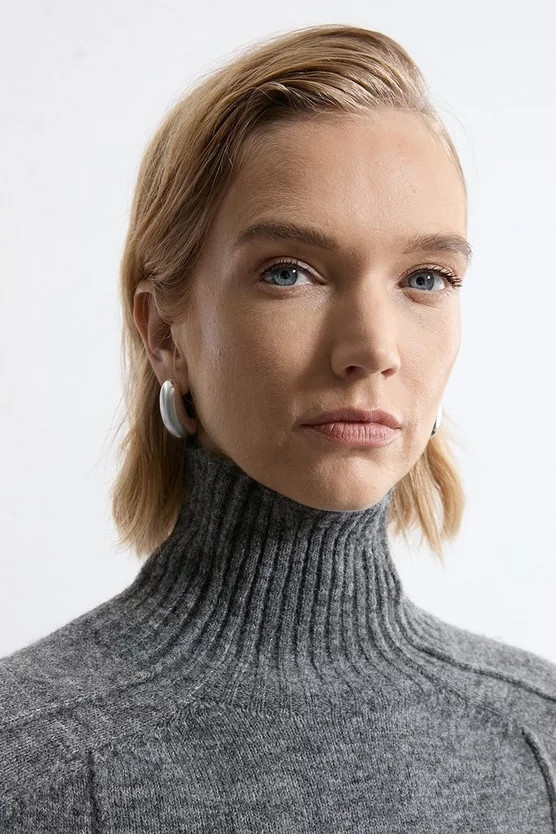 Wool Blend Cosy Knit Longline Jumper | Karen Millen UK + IE + DE + NL