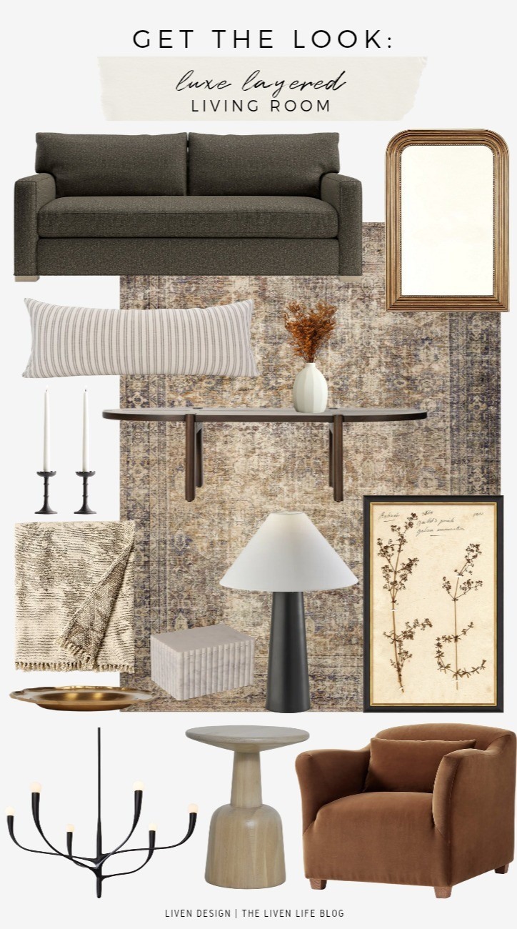 Living room. Earthy. Sofa. Black coffee table. Side table. Botanical art. Candle holders. Brass gold mirror. Distressed traditional vintage rug. Vase

#LTKSeasonal #LTKHome #LTKSaleAlert