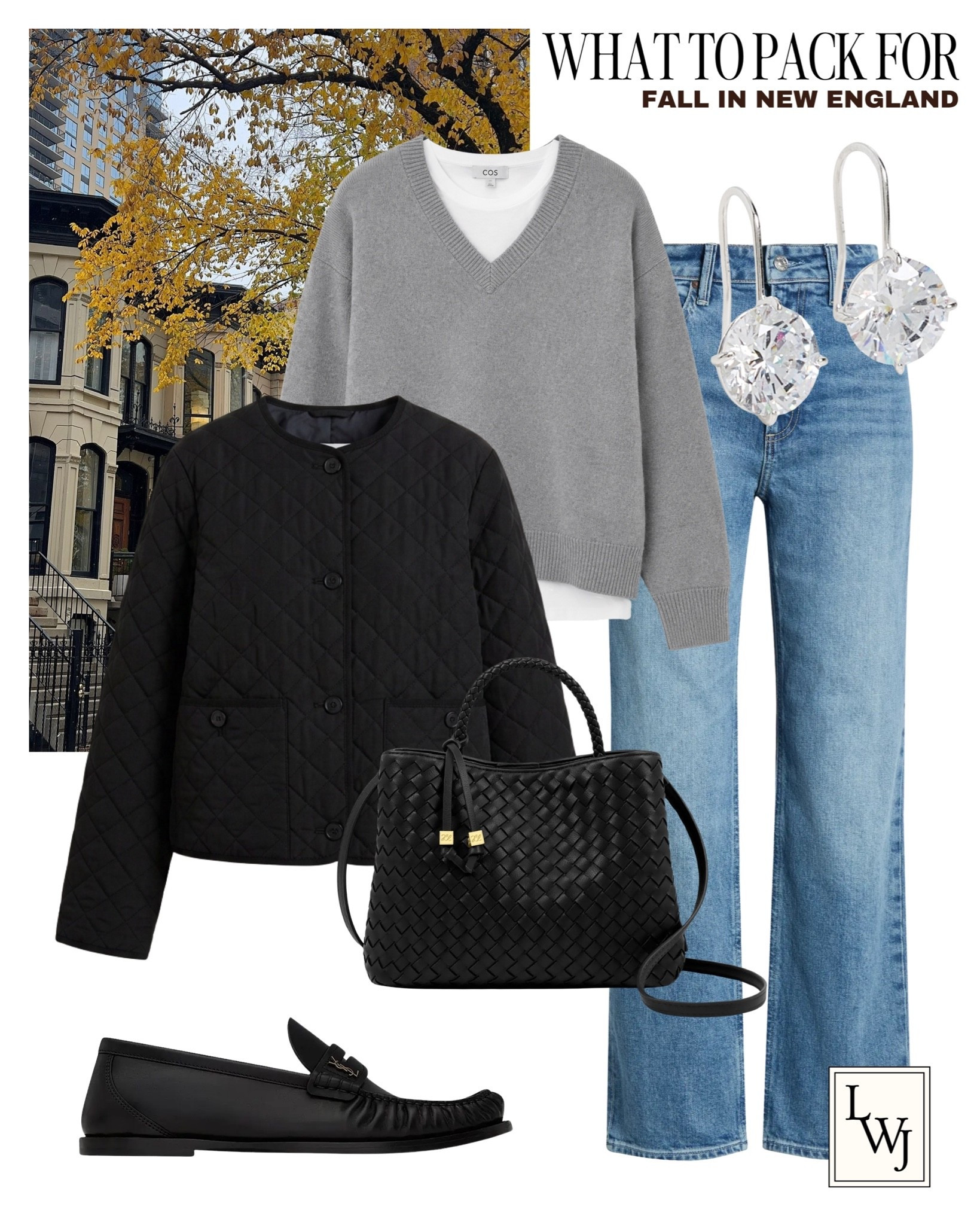 Fall New England outfit inspo 

Fall style / elevated style / autumn outfit / style over 30 / quilted jacket / gray vneck sweater / Paige Stevie ankle jeans / YSL loafers / Katie Loxton purse

#LTKootd #LTKTravel