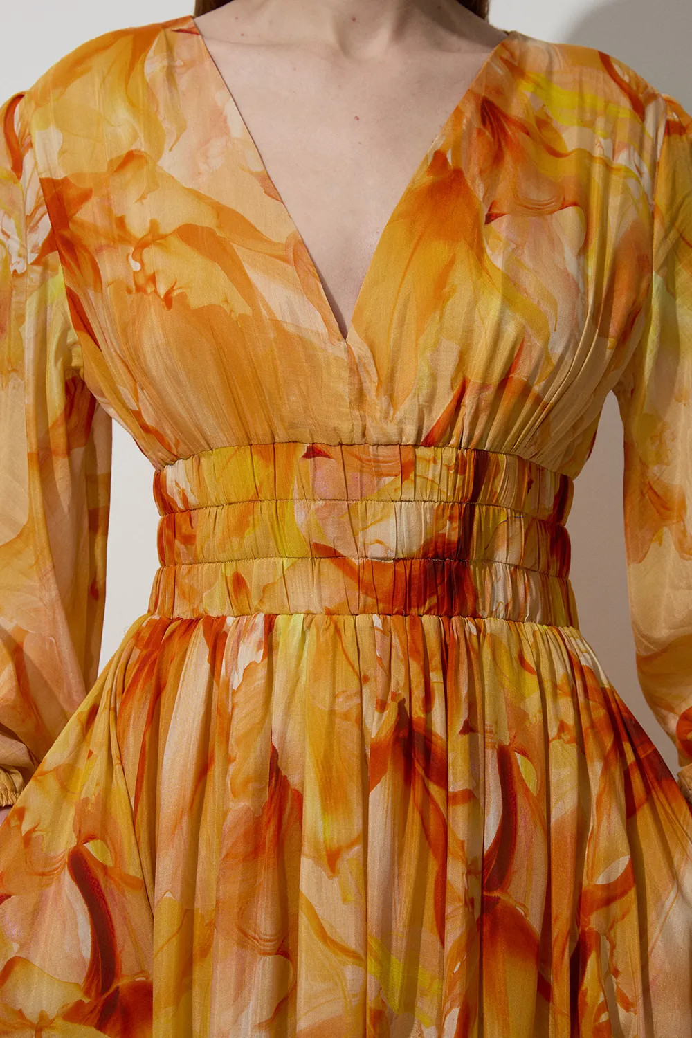 Dresses | Ombre Floral Silk Cotton Plunge Maxi Dress | KarenMillen | Debenhams UK