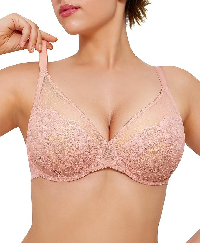 Popilush Bras for Women Lace Minimizer Underwire Bra, Unlined Full Coverage with Comfortable Lift... | Amazon (US)