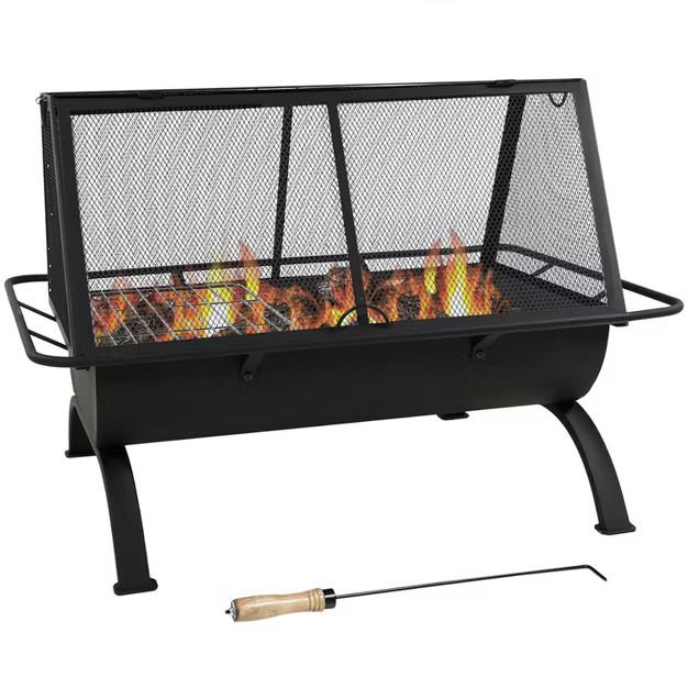 Sunnydaze Outdoor Camping or Backyard Rectangular Northland Fire Pit with Cooking Grill Grate, Sp... | Target