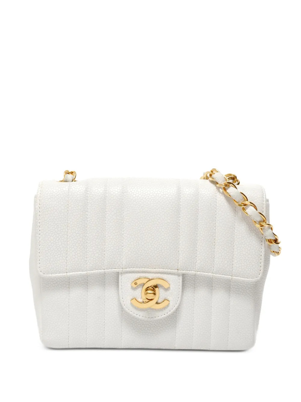 CHANEL Pre-Owned 1985-1999 Mademoiselle chain shoulder bag - White | Farfetch Global