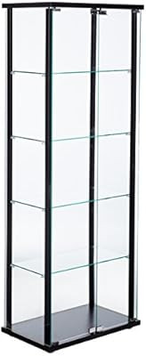 5-Shelf Glass Curio Cabinet Black and Clear | Amazon (US)